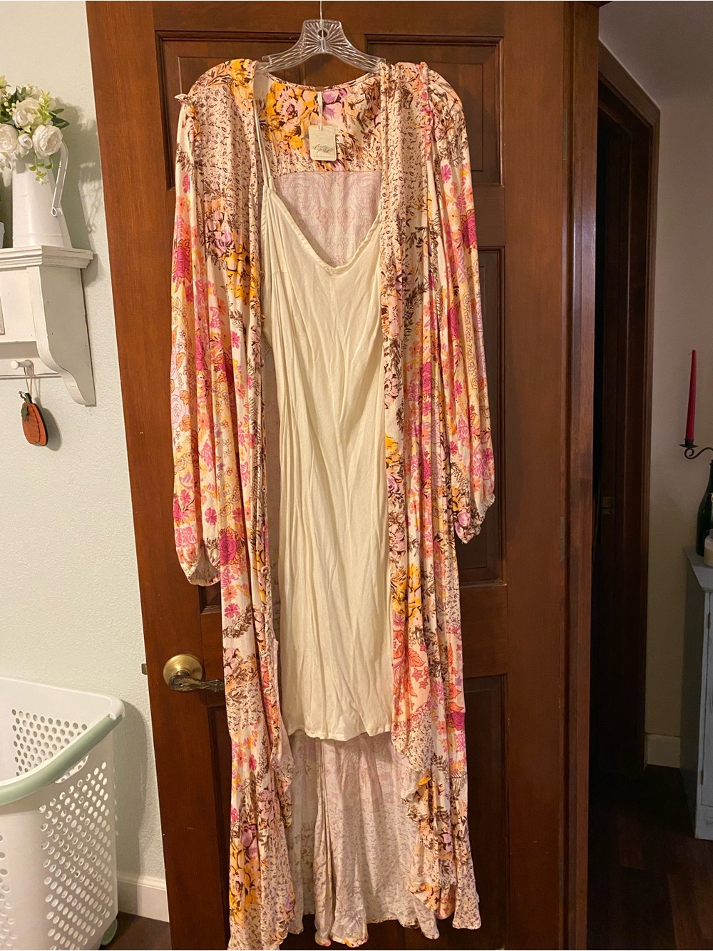 Free People Floral Midi Dress in Yellow, Purple, Brown, Ivory - Picture 9 of 10